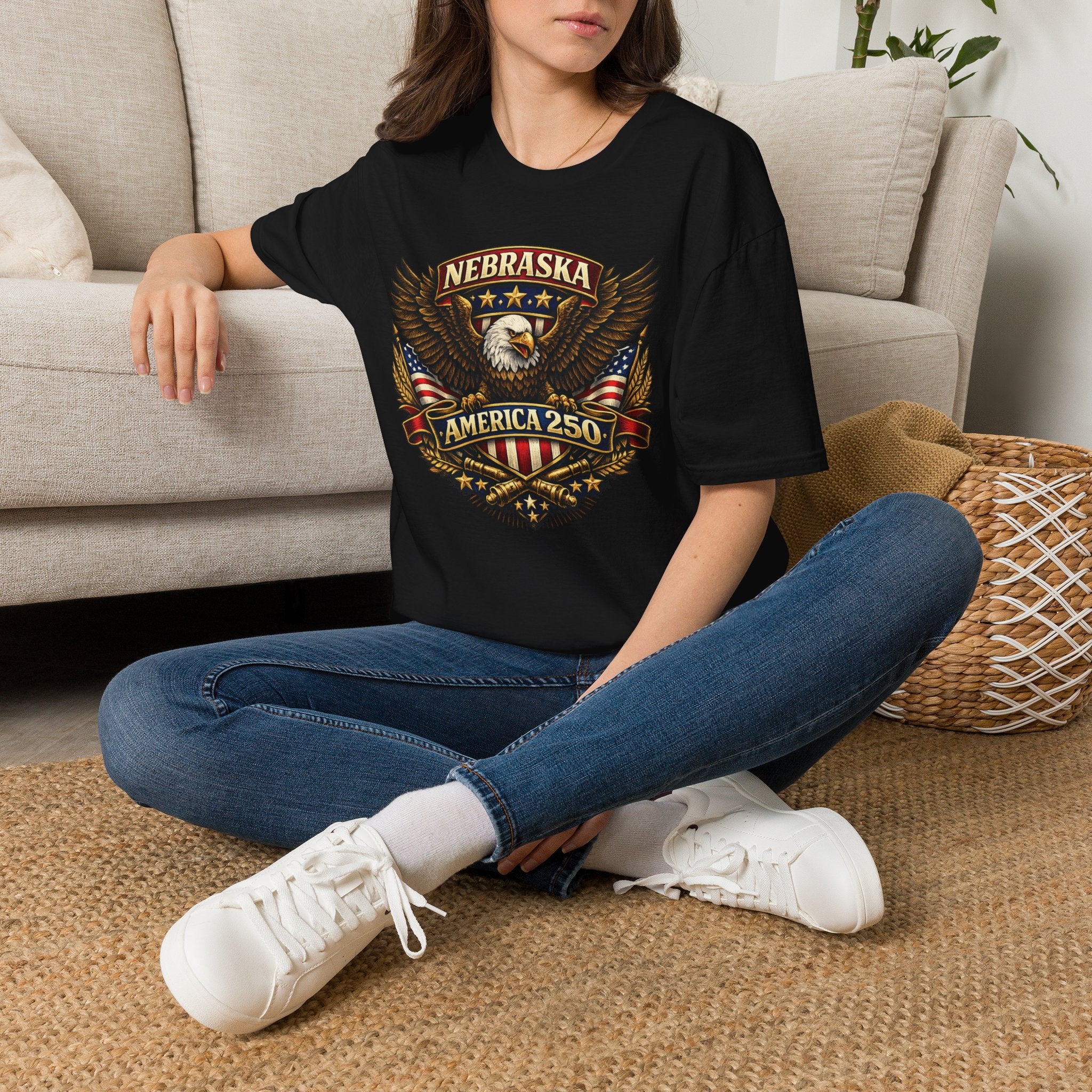 America 250 Nebraska Eagle T-Shirt — Patriotic USA State Tee