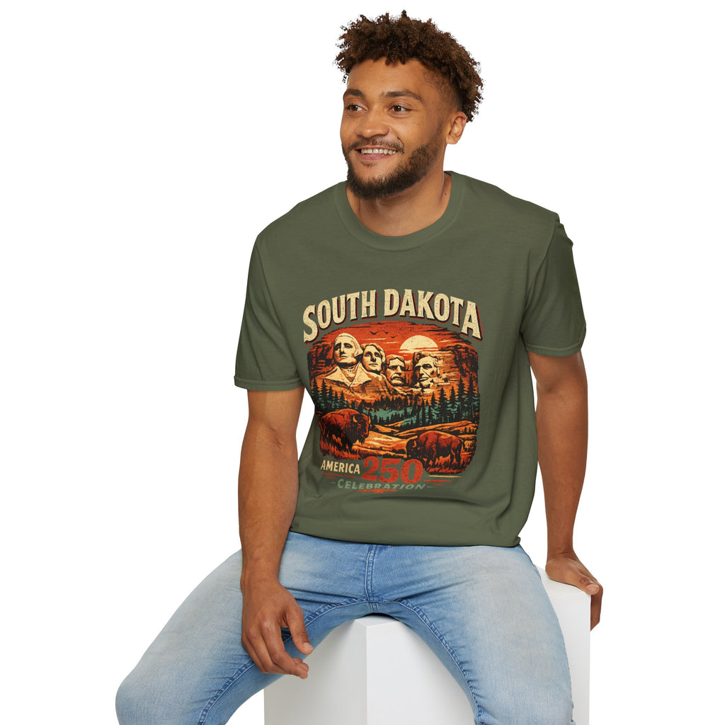 America 250 South Dakota Shirt — Sunset Mount Rushmore Celebration Tee
