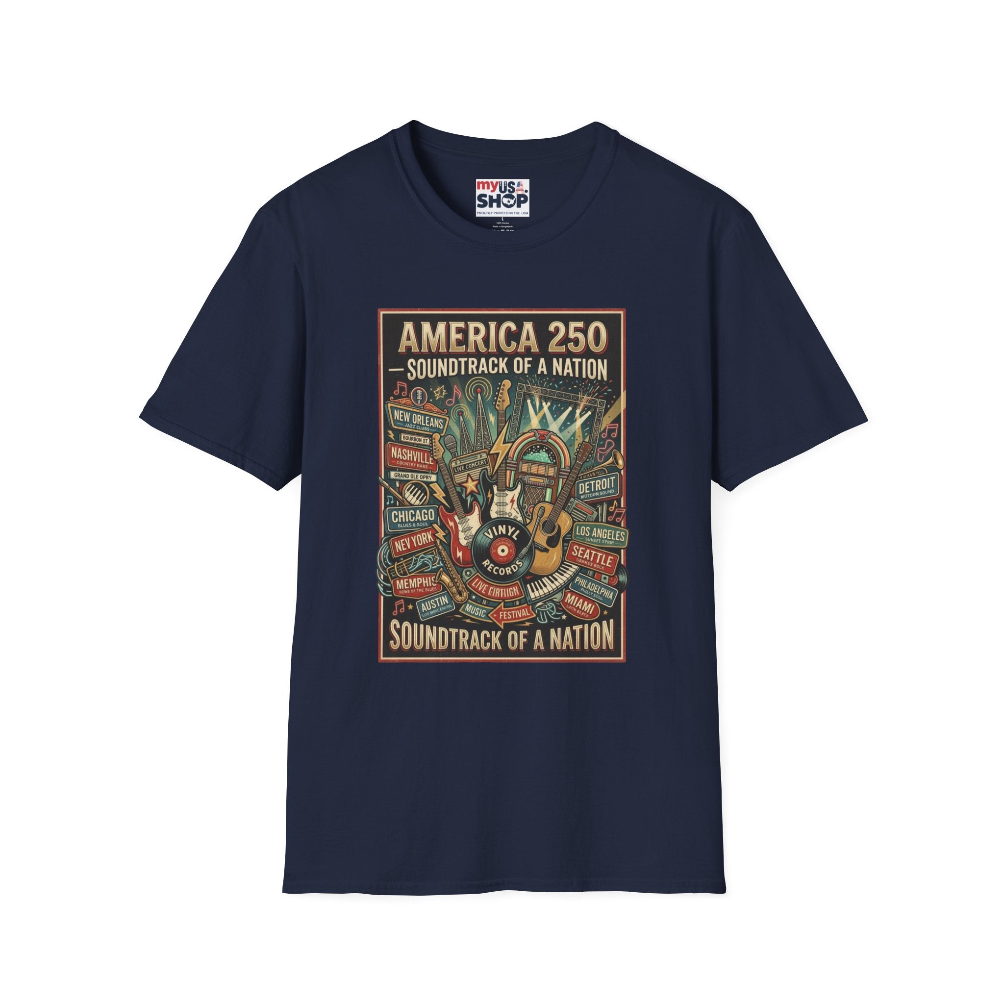 America 250 "Soundtrack of a Nation" T-Shirt — Patriotic Music Festival Tee Pop Culture