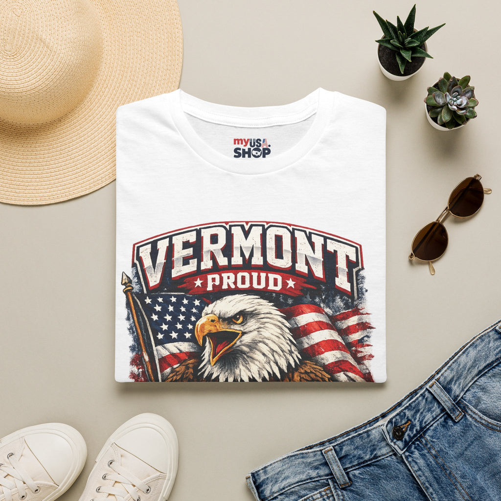 America 250 x Vermont Proud T-Shirt — Eagle Flag Design