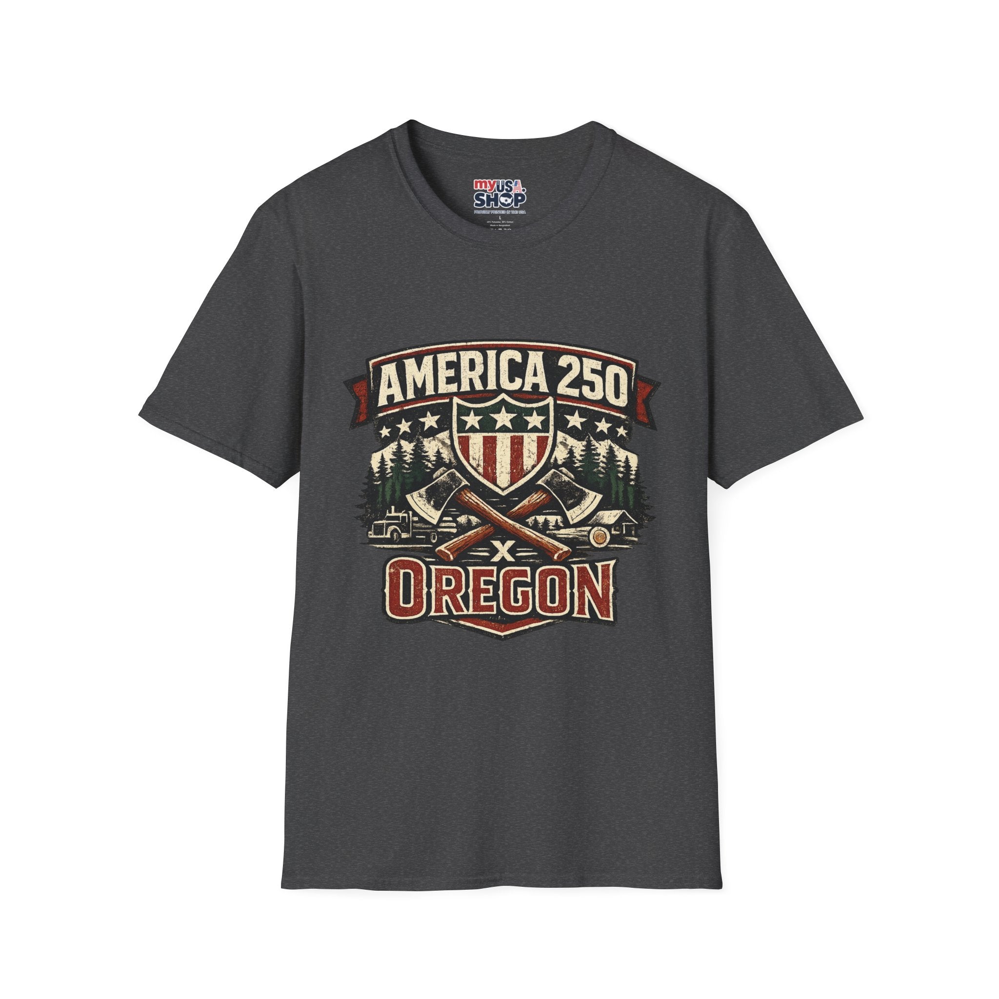 America 250 Shirt —Oregon  Rustic Timber Heritage Graphic Tee