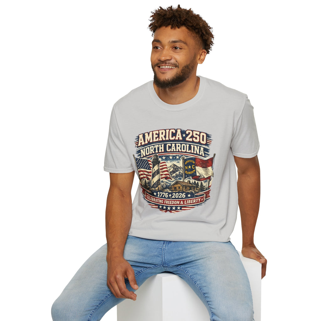 America 250 North Carolina T-Shirt — 1776–2026 Patriotic State Pride Tee