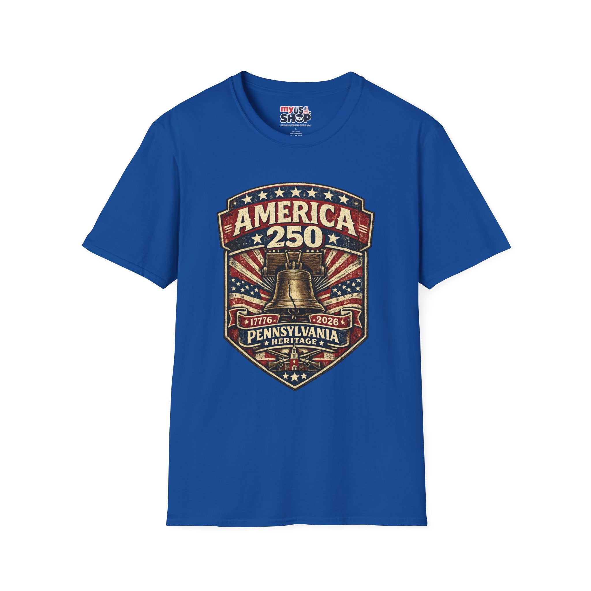 Pennsylvania America 250 Shirt — Vintage Liberty Bell Heritage Crest Tee