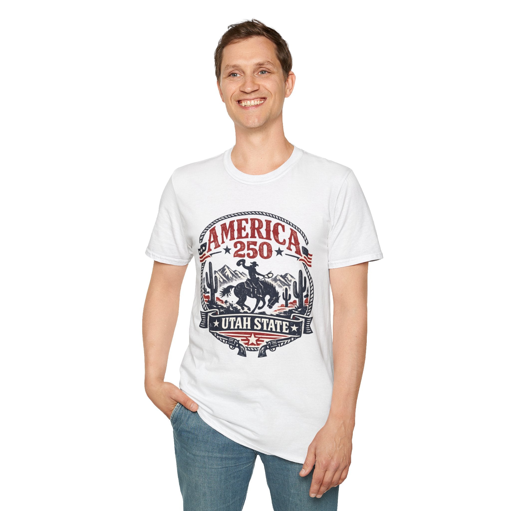 America 250 Utah State Shirt — Retro Rodeo Freedom Graphic Tee