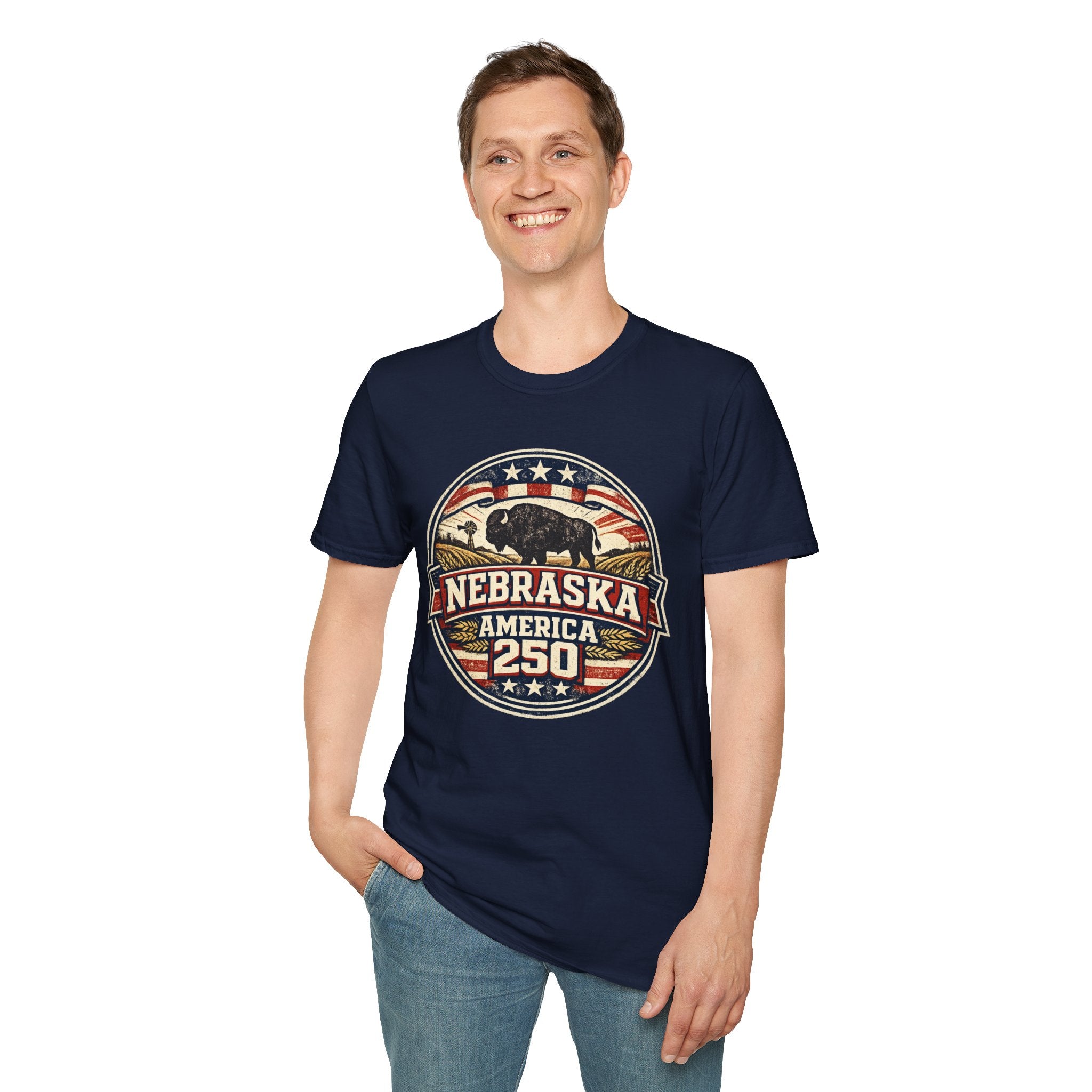 Nebraska Buffalo Retro T-Shirt — America 250 Vintage State Pride Tee