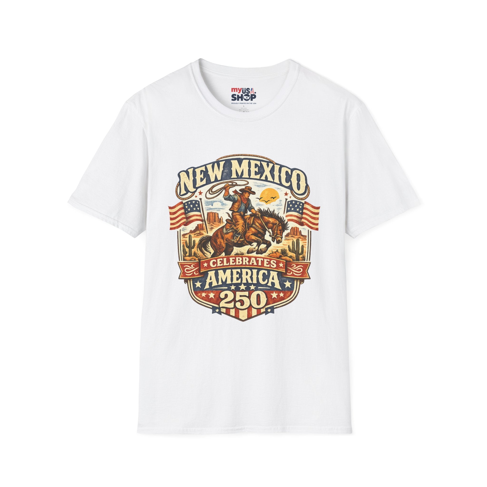 America 250 New Mexico Cowboy Rodeo T-Shirt — Vintage Western Tee