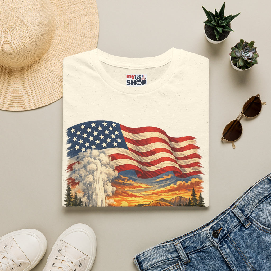 America 250 T-Shirt — Vintage Wyoming Yellowstone Design