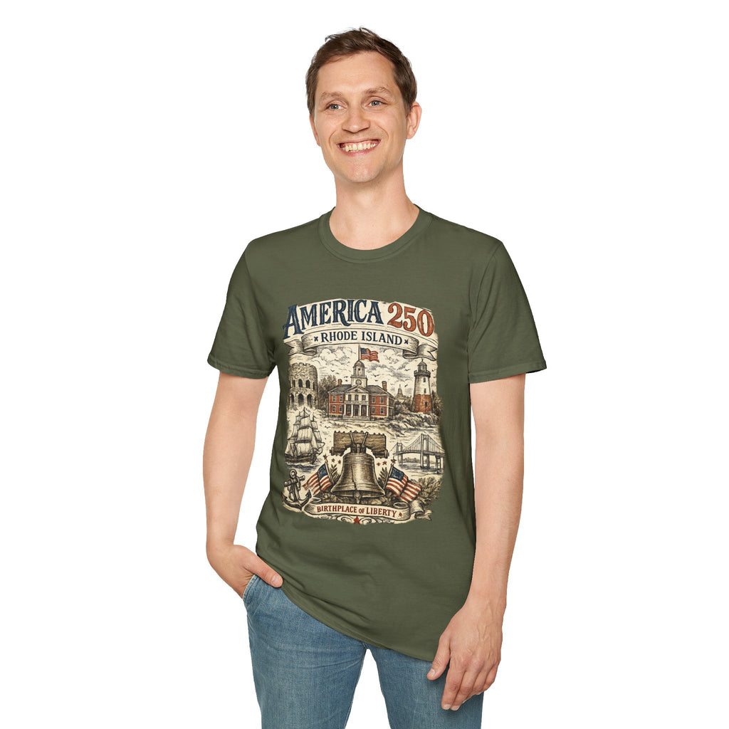 America 250 Rhode Island Shirt — Birthplace of Liberty Heritage Tee