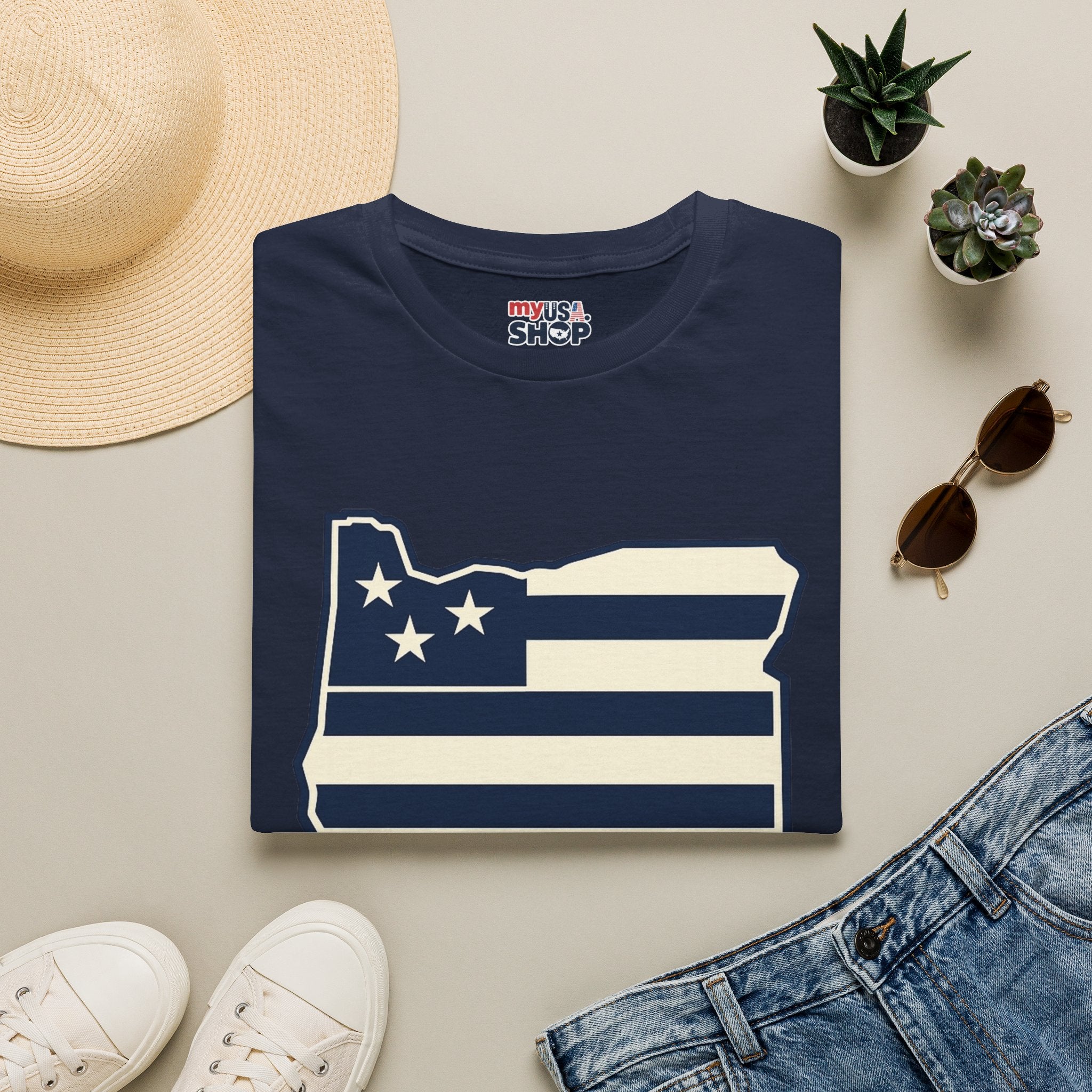 America 250 Oregon Shirt — Minimal Oregon State Flag Graphic Tee