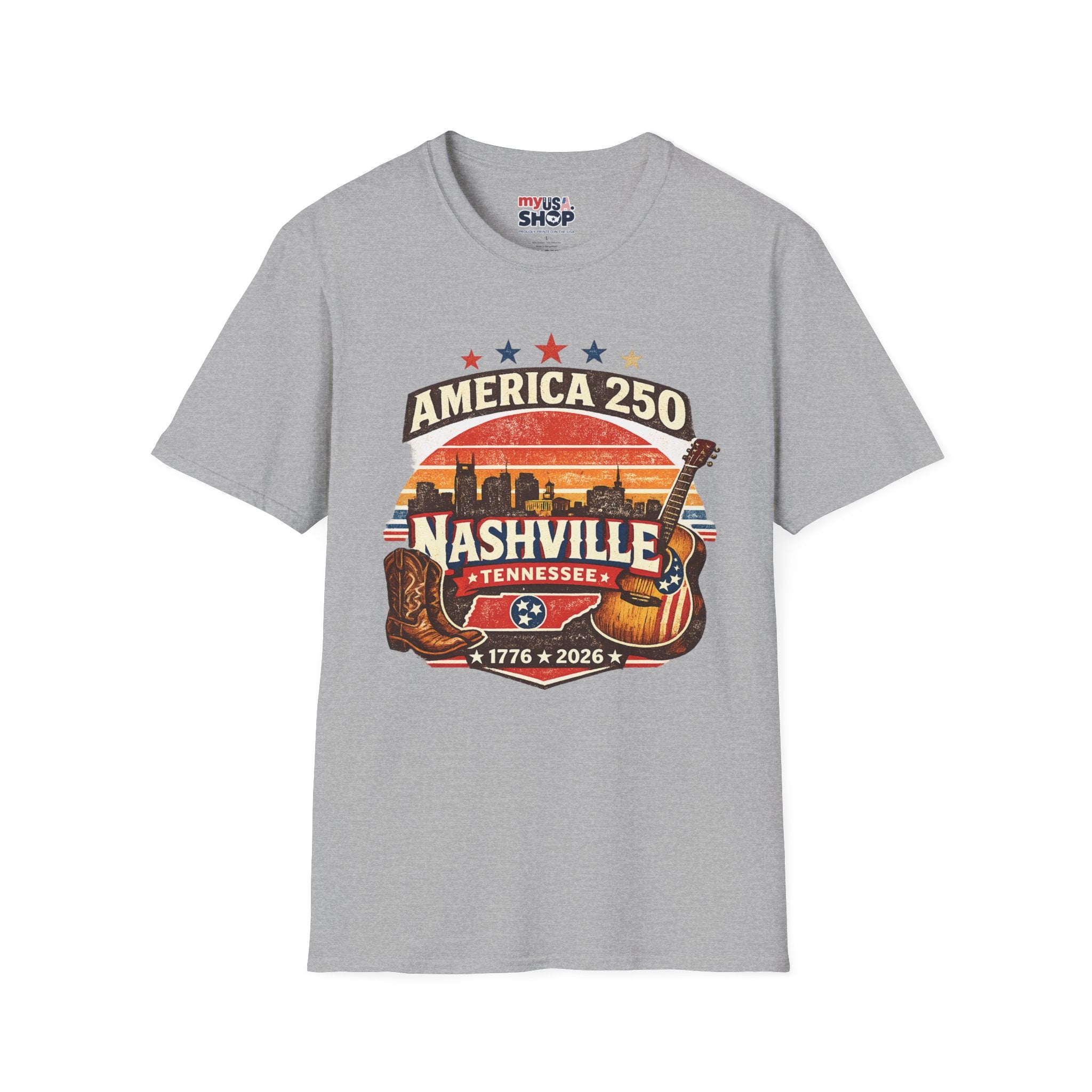 America 250 Nashville Tennessee T-Shirt — Patriotic Music City Graphic Tee