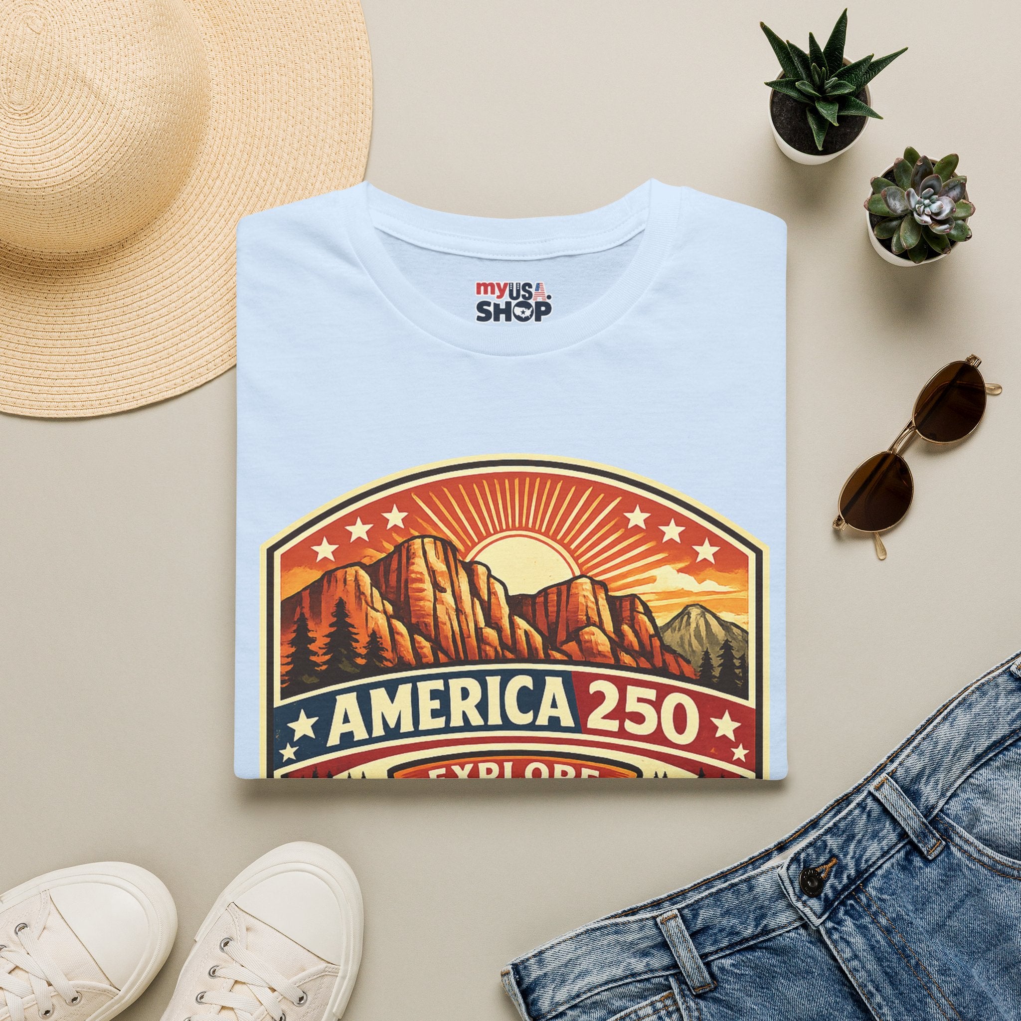 America 250 T-Shirt Utah Explore Freedom Vintage National Park Badge