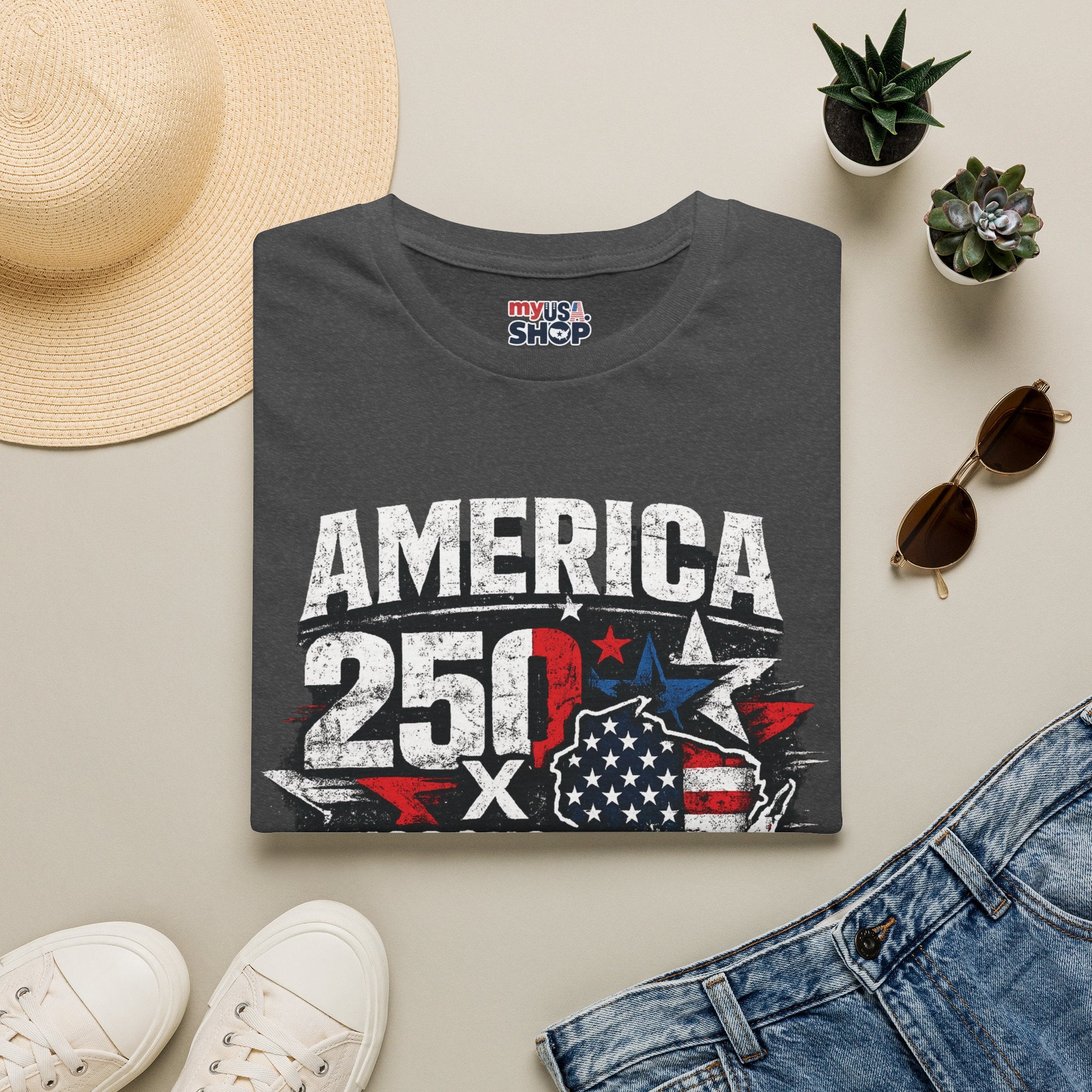 America 250 Wisconsin T-Shirt — USA 1776 Celebration Tee