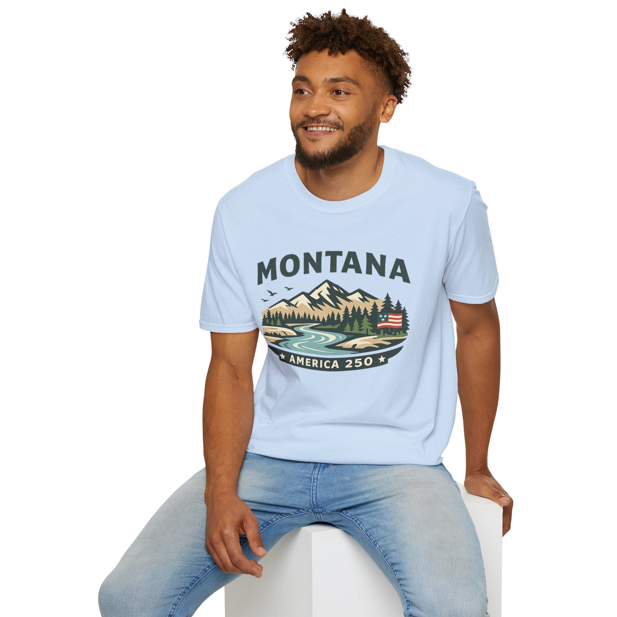 Montana Mountain Scenic T-Shirt — America 250 Retro Nature Graphic