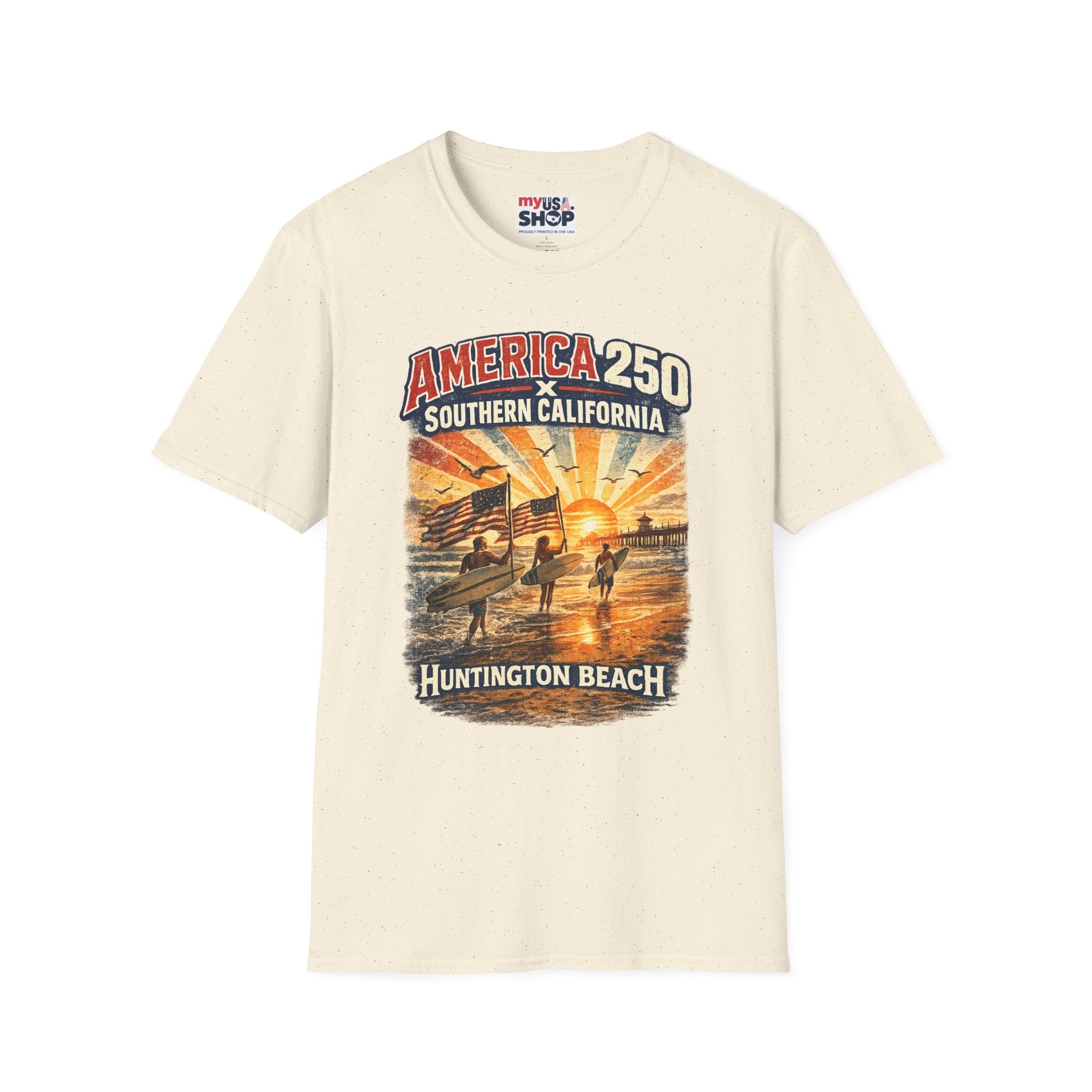 America 250 Southern California Huntington Beach Vintage Tee