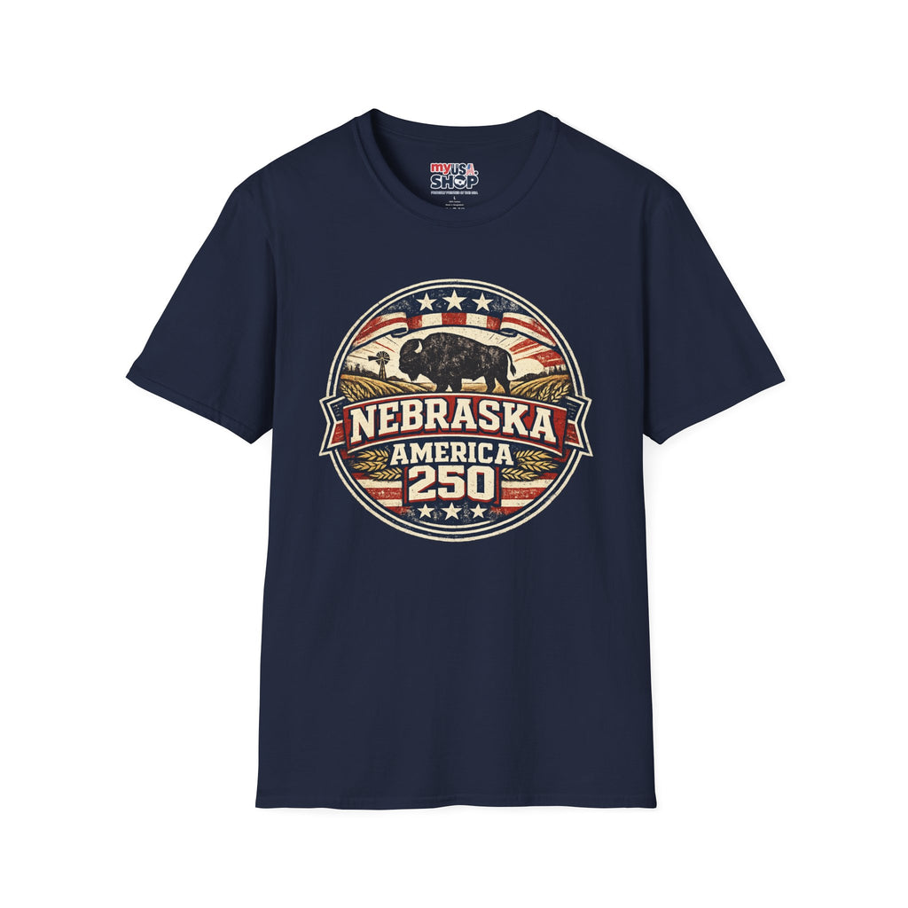Nebraska Buffalo Retro T-Shirt — America 250 Vintage State Pride Tee