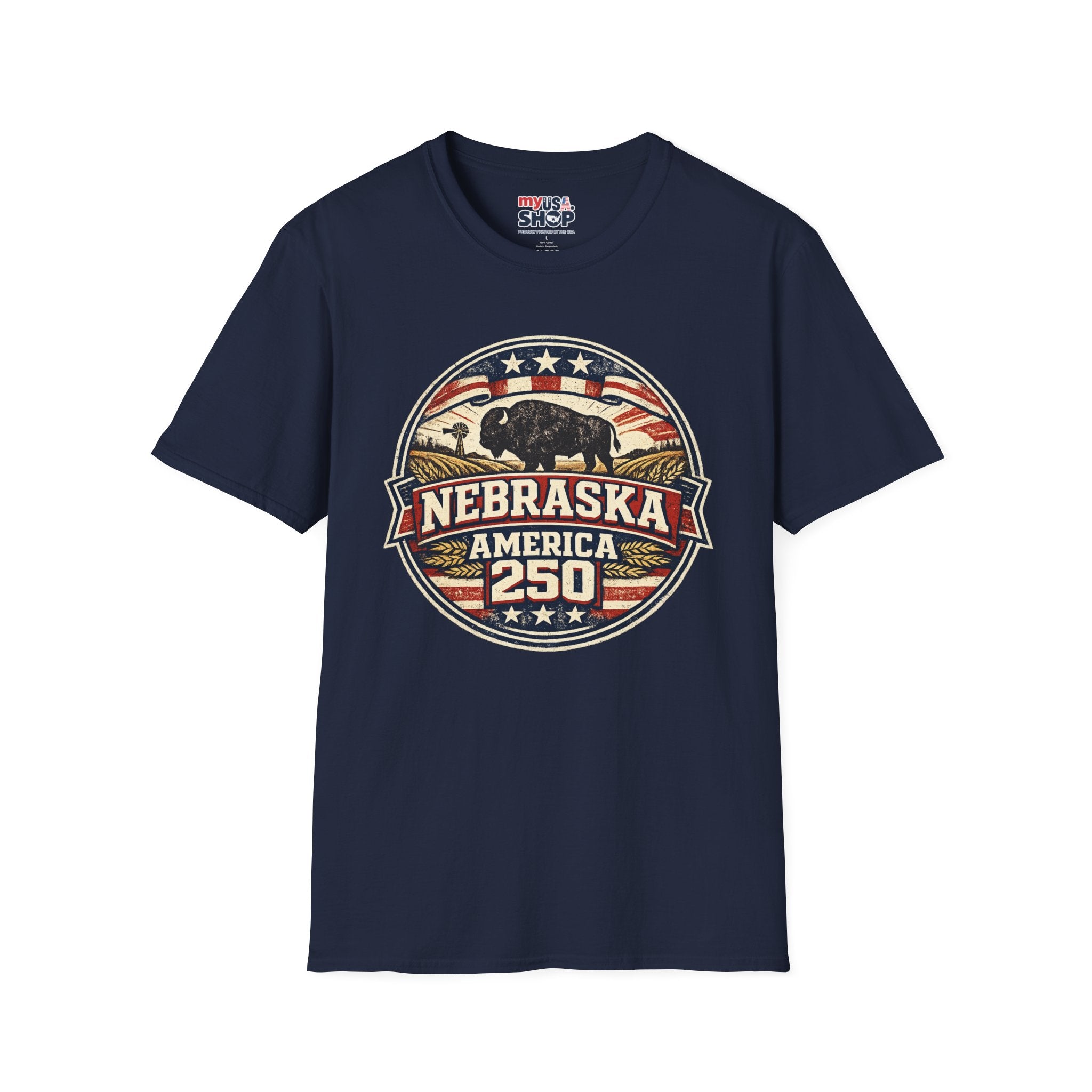 Nebraska Buffalo Retro T-Shirt — America 250 Vintage State Pride Tee