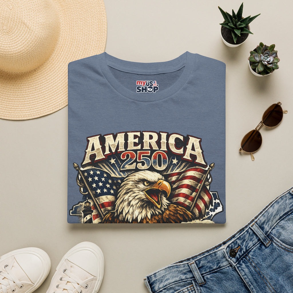 America 250 Eagle T-Shirt — Patriotic USA Flag Graphic (North Carolina)