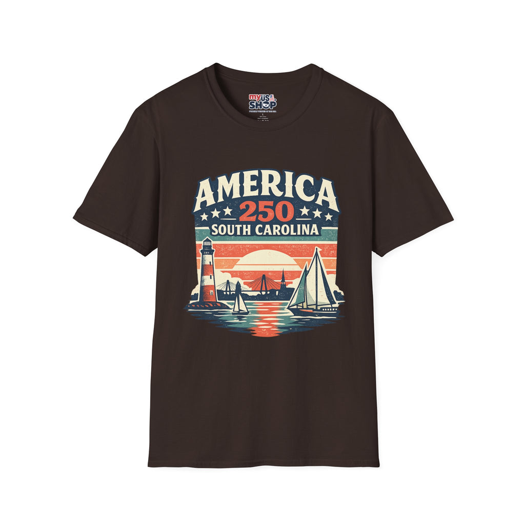 America 250 South Carolina T-Shirt – Retro Sunset Sailing Patriotic Tee
