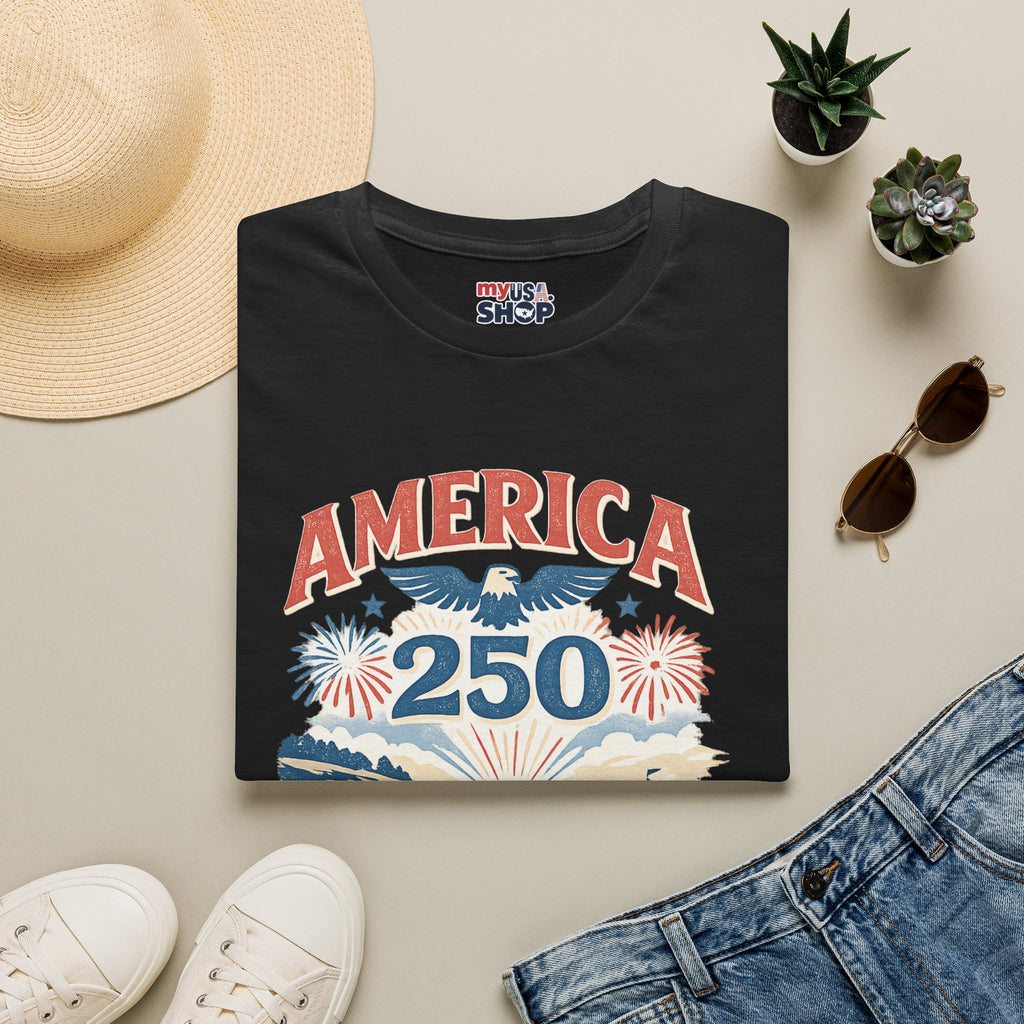 America 250 Rhode Island Shirt — Coastal Fireworks Patriotic Tee