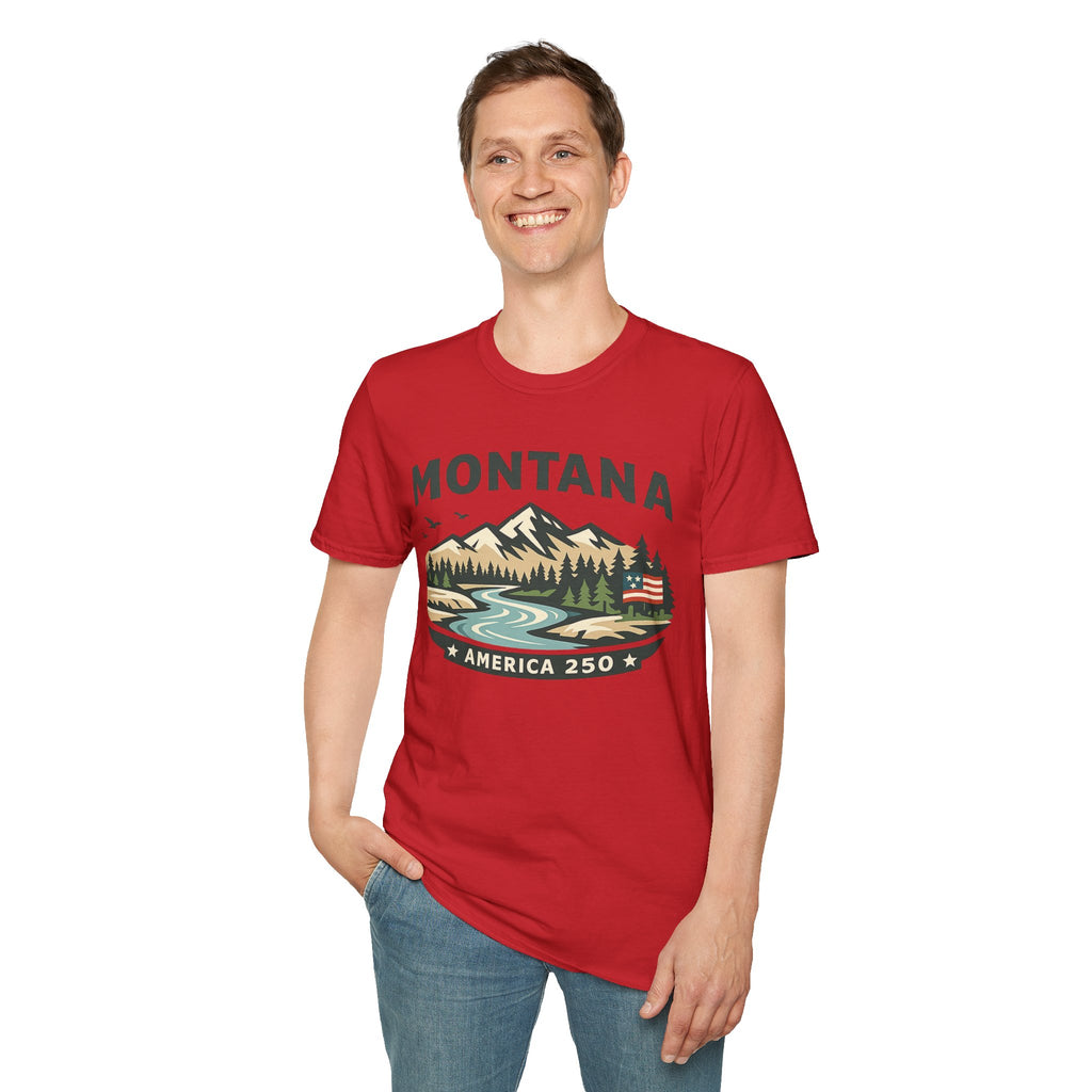 America 250 x Montana Mountain Scenic T-Shirt — Retro Nature Design