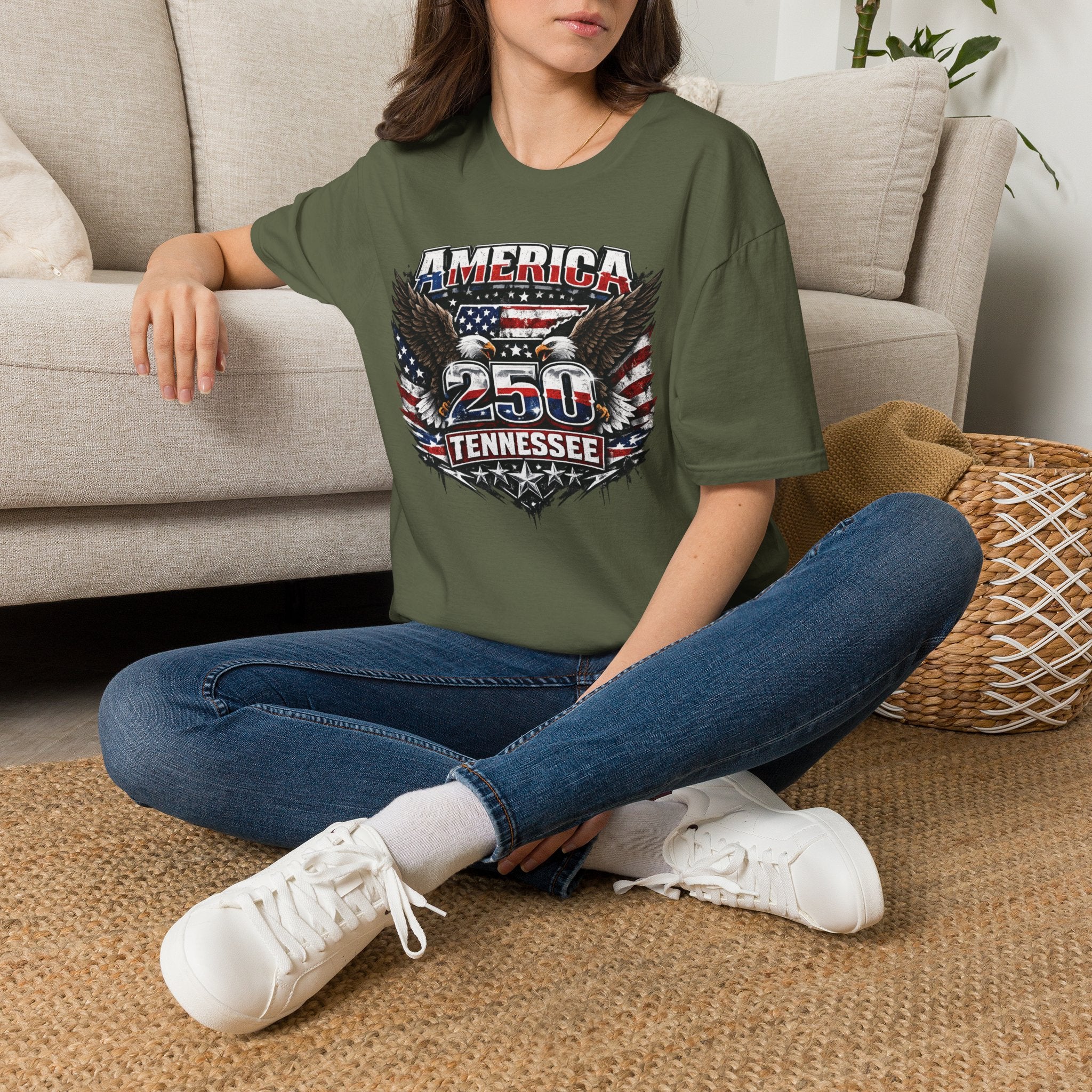 America 250 Tennessee T-Shirt — Vintage Patriotic Eagle Graphic Tee