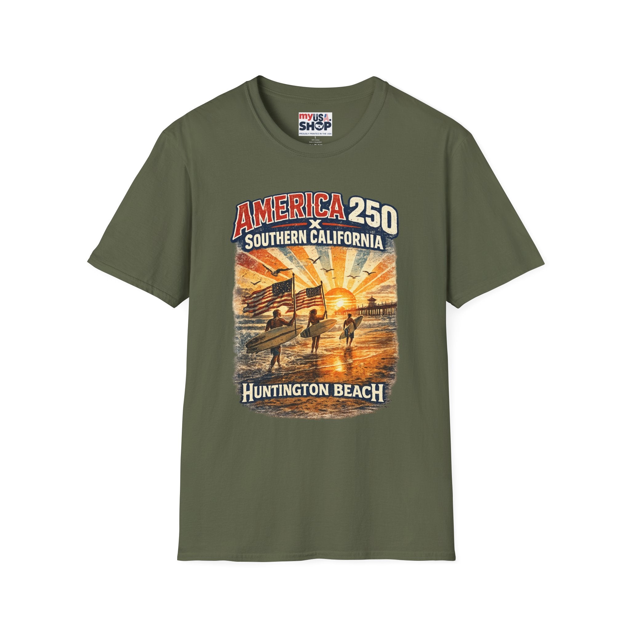 America 250 Southern California Huntington Beach Vintage Tee