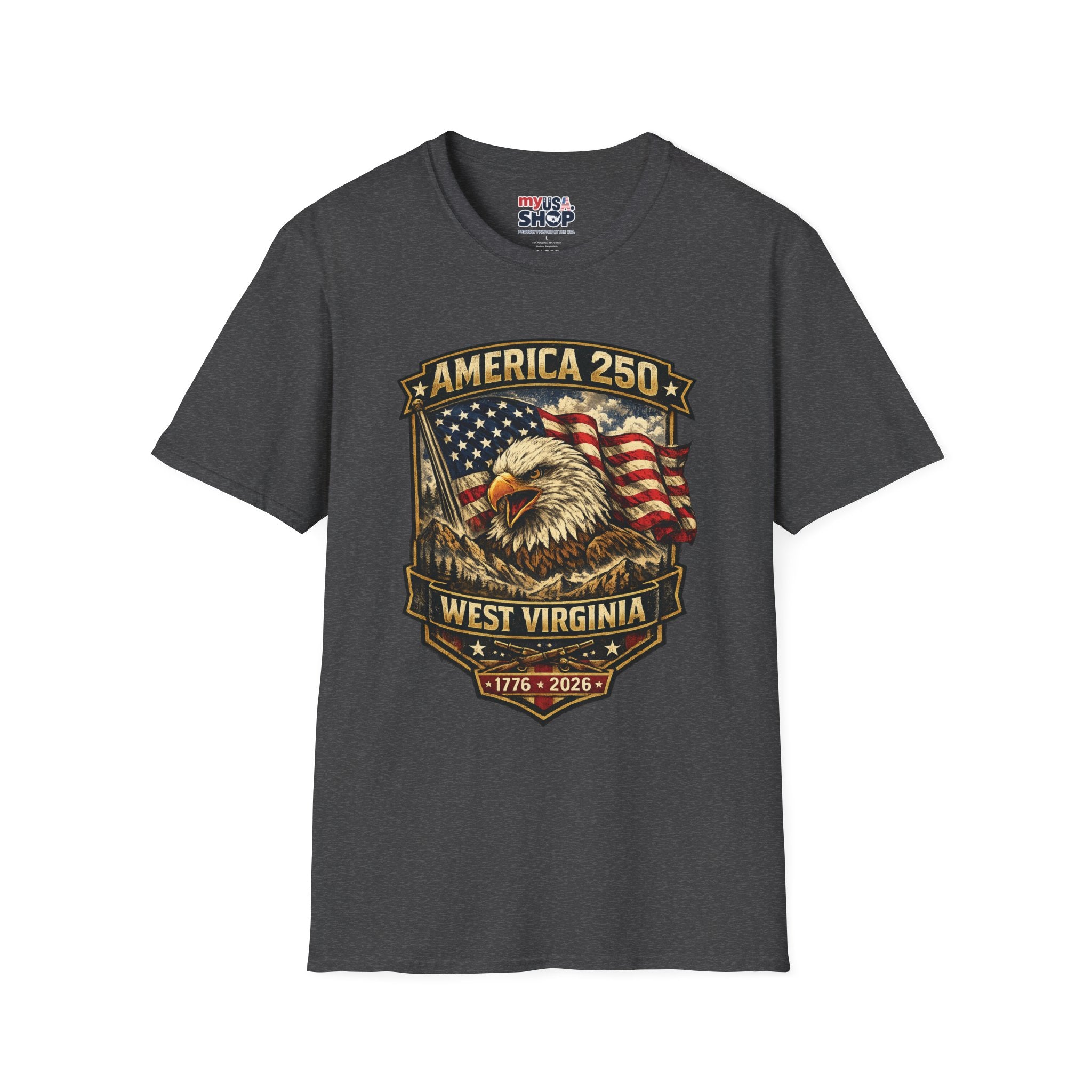 America 250 Eagle Flag T-Shirt — West Virginia Patriotic Anniversary Shirt