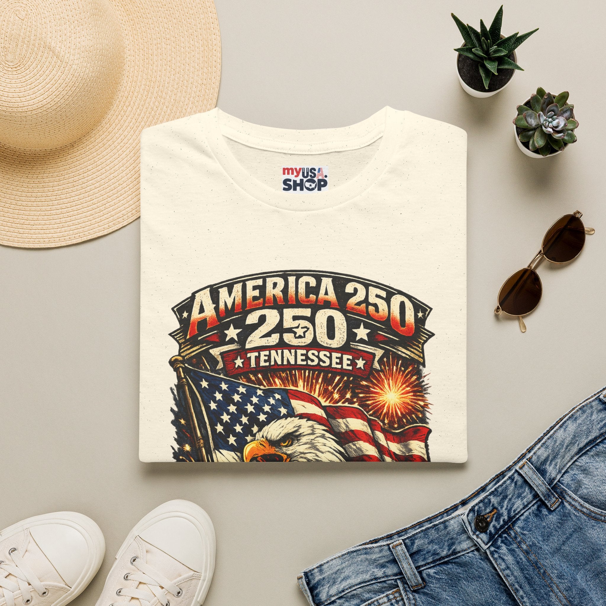 America 250 Tennessee Shirt — Land of the Free Patriotic Eagle Tee