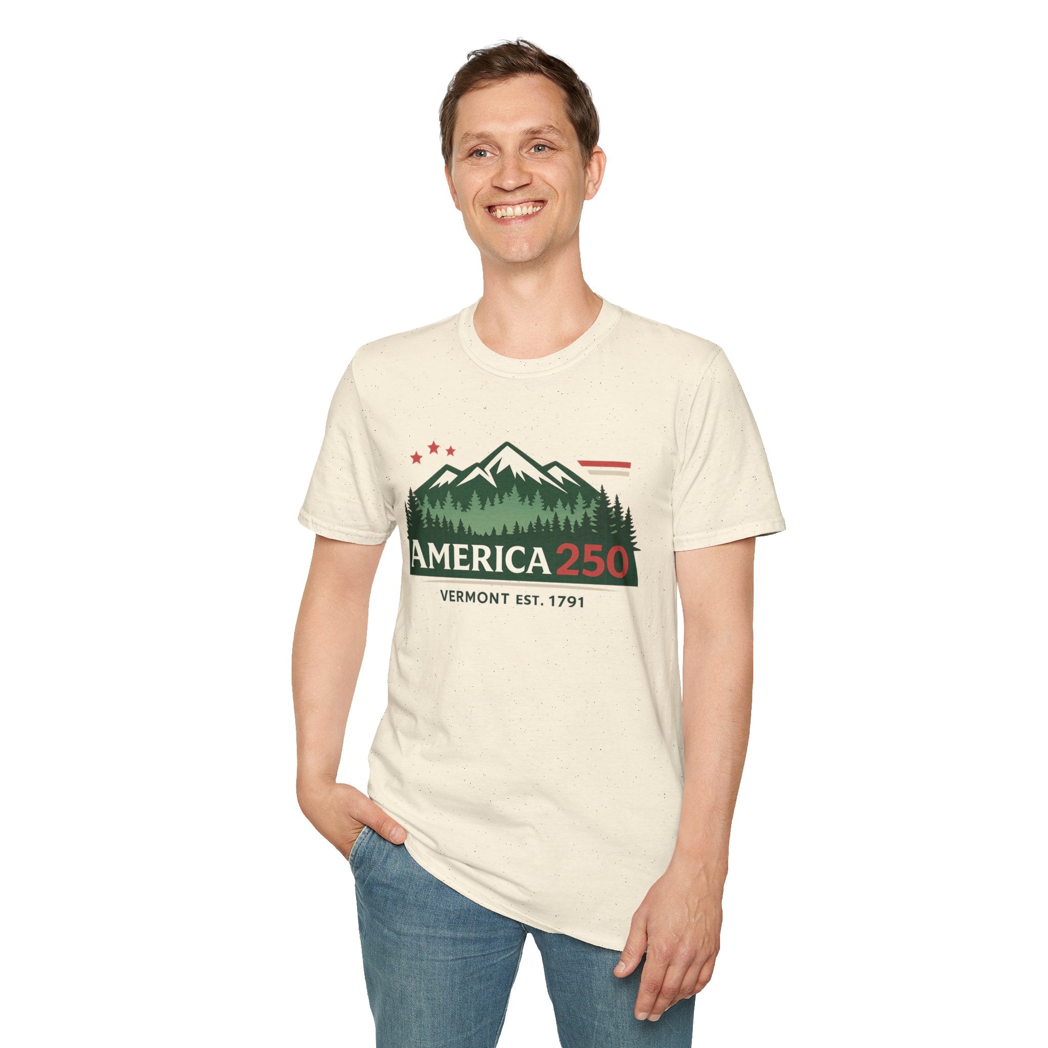 America 250 – Vermont Est. 1791 Mountain Star Vintage Tee Design