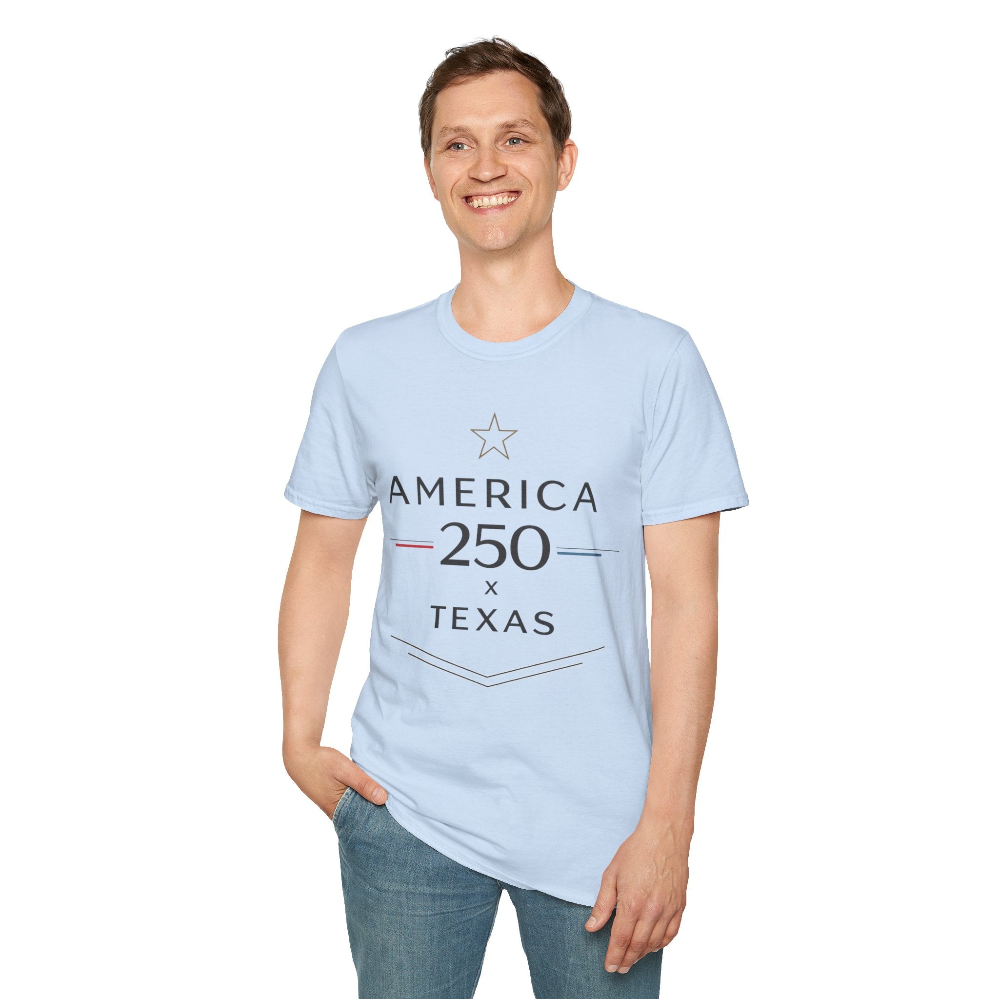 America 250 Texas T-Shirt — Minimalist Patriotic Texas Graphic Tee