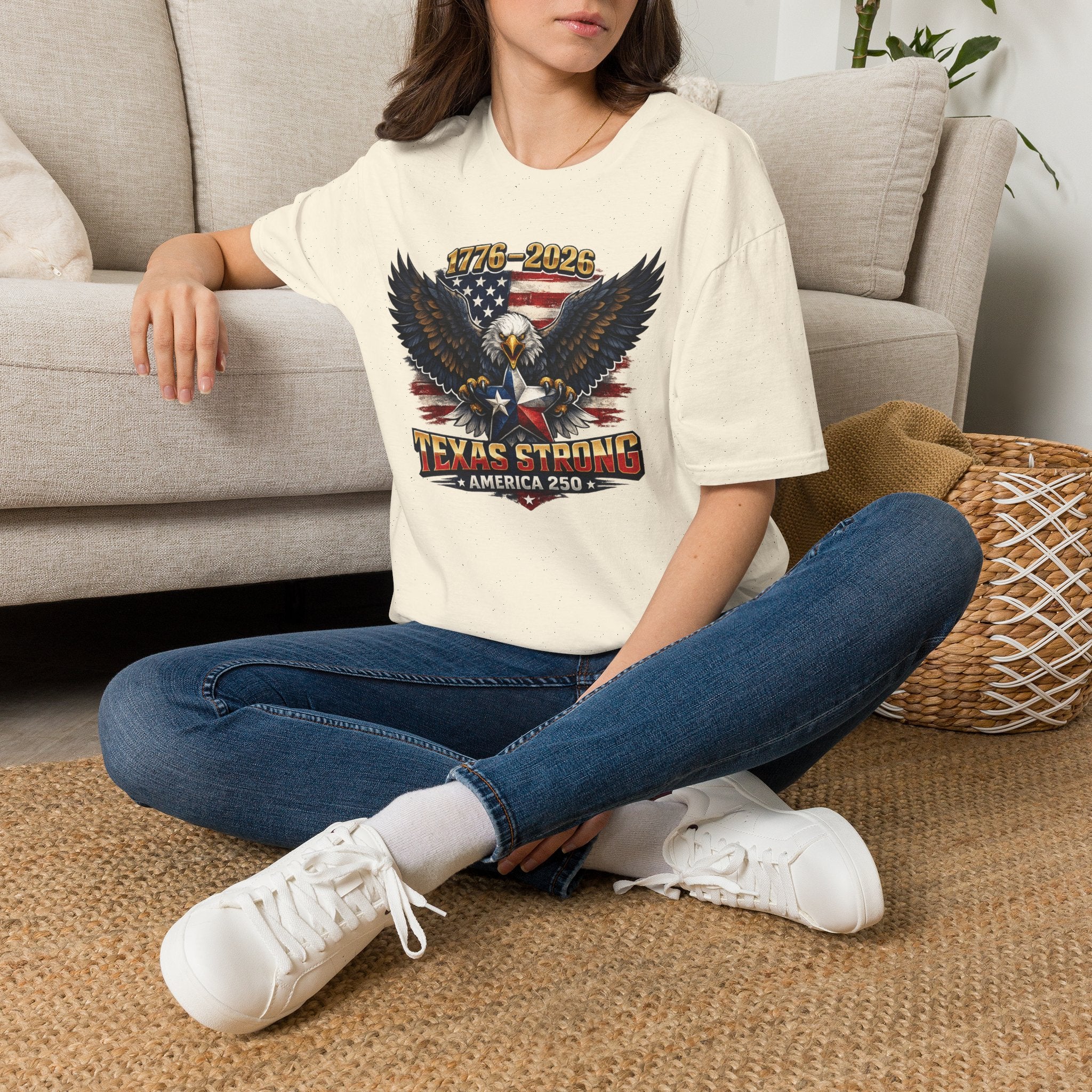 America 250 Texas Shirt — Texas Strong Patriotic Eagle Graphic Tee