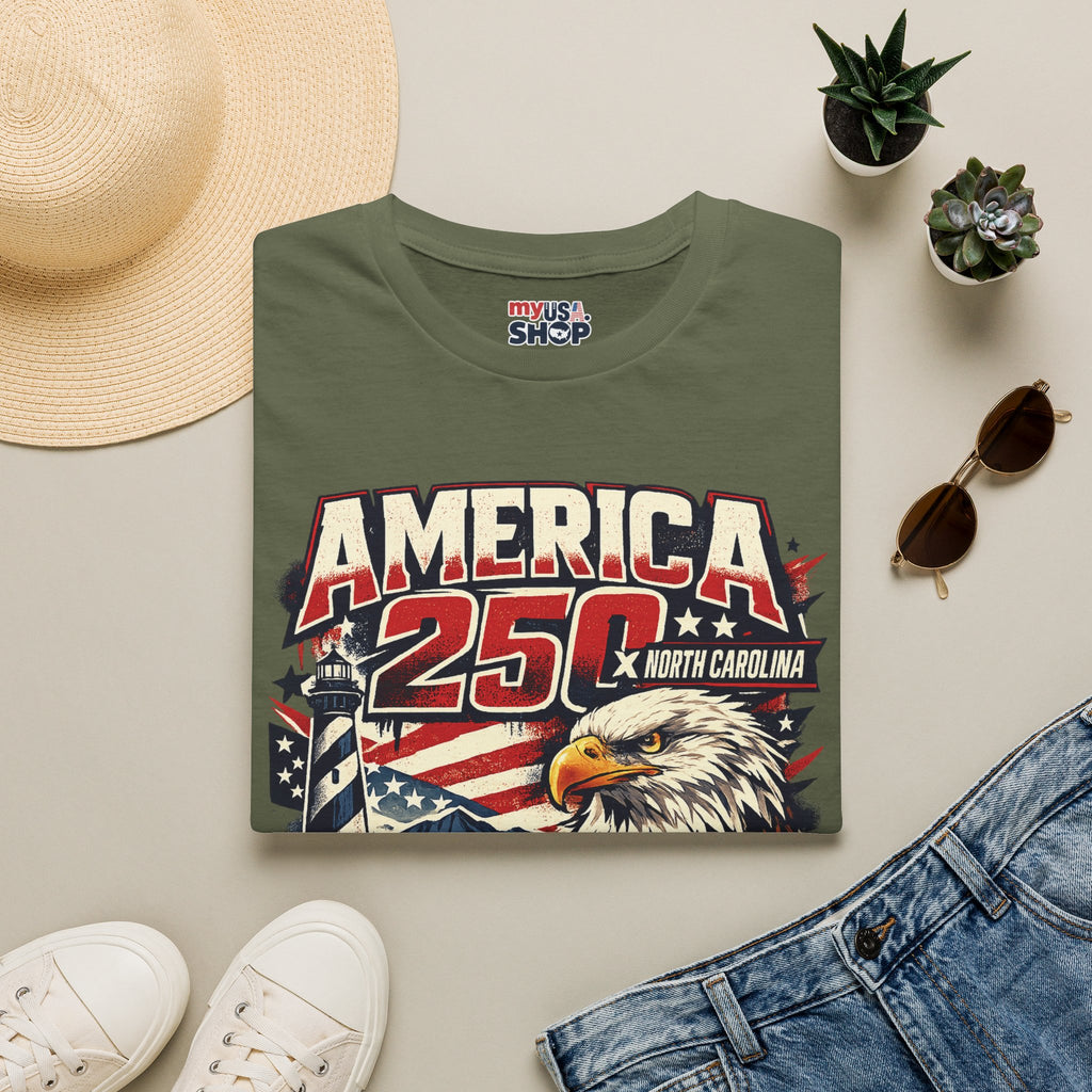 America 250 North Carolina Eagle T-Shirt – Patriotic July 4th Graphic Tee