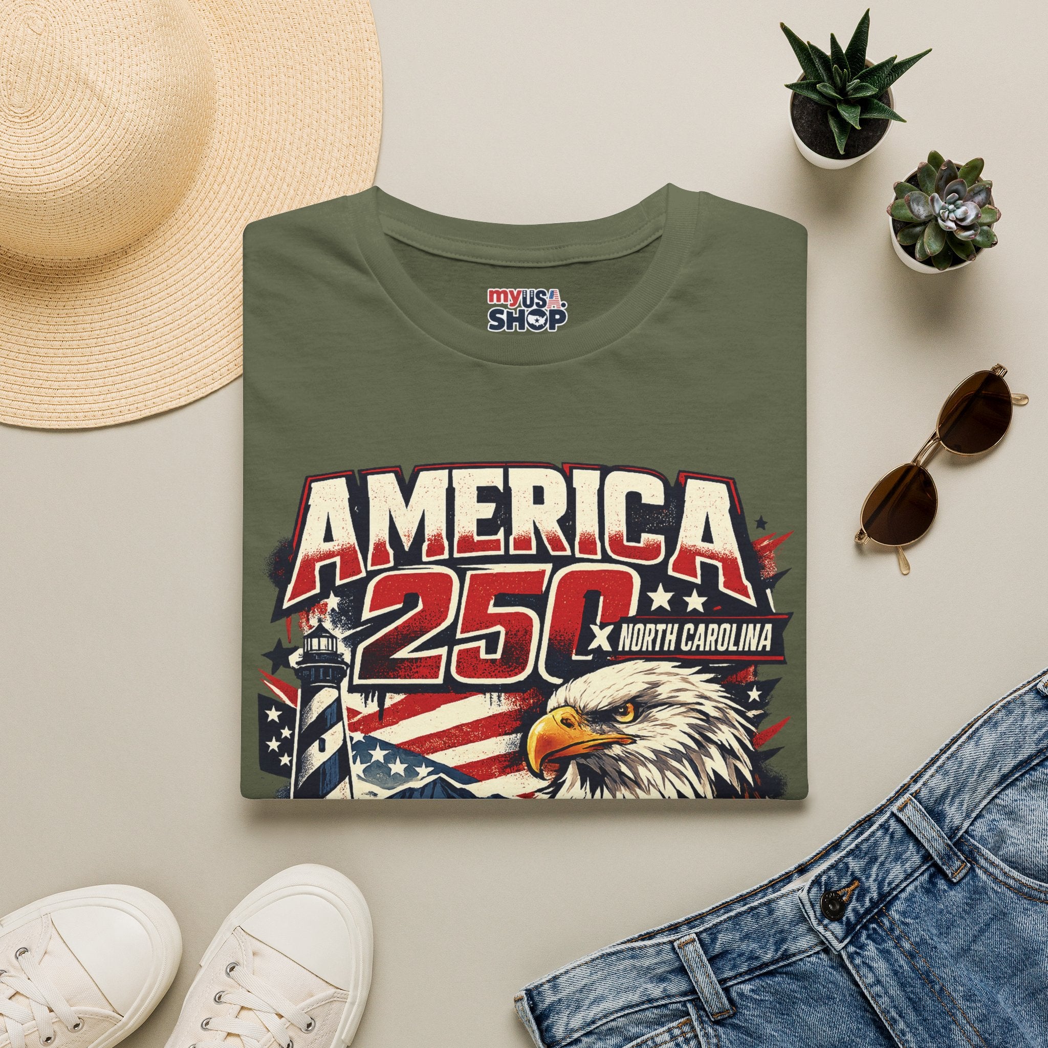 America 250 North Carolina Eagle T-Shirt – Patriotic July 4th Graphic Tee