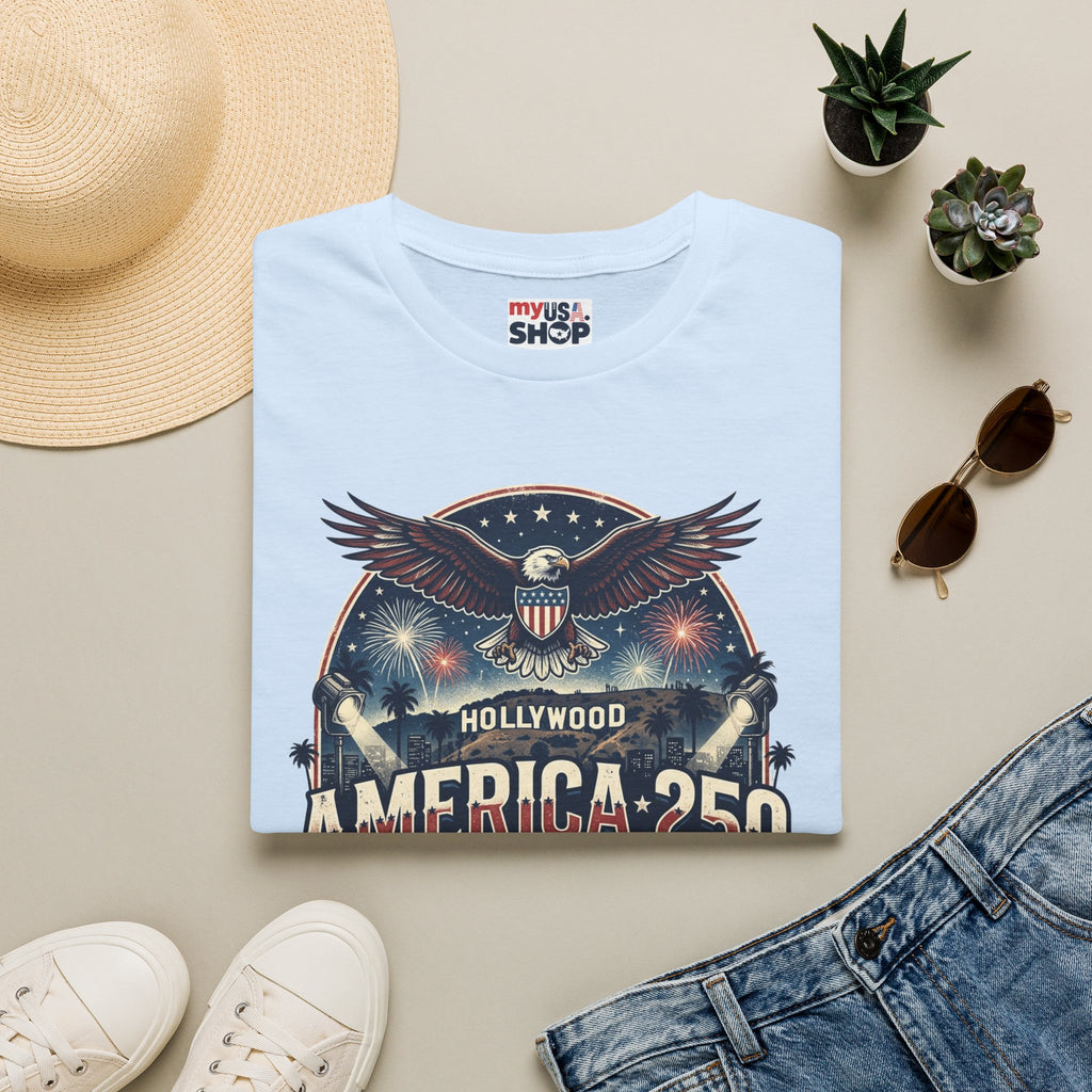 America 250 Graphic T-Shirt — Hollywood Stars & Stripes Eagle Design